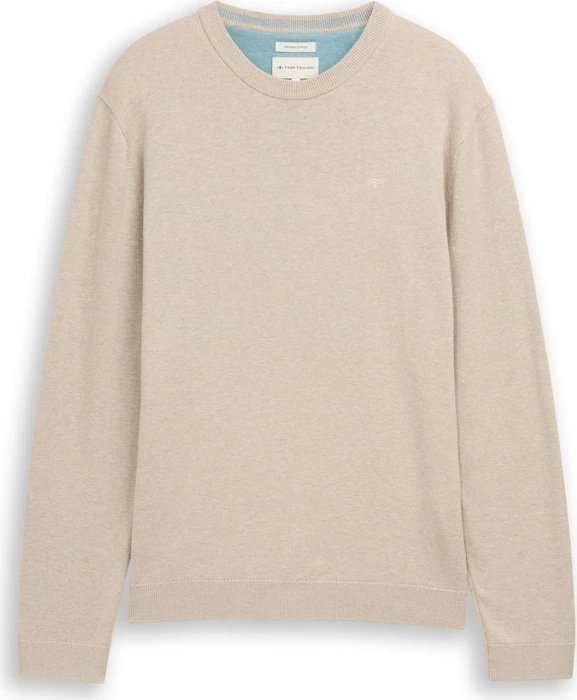 Tom Tailor Basic Baumwolle Strickpullover cashew beige melange (Herren)