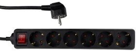 REV Ritter Tisch-Steckdosenleiste mit Schalter, 6-fach, 1.4m, schwarz