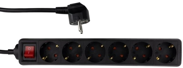 REV Ritter Tisch-Steckdosenleiste mit Schalter, 6-fach, 1.4m, schwarz