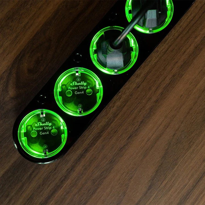 Shelly Power Strip 4 Gen4, 4-fach schwarz, 3500W, Typ F, Smart-Steckdosenleiste