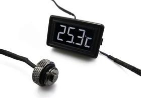 XSPC LCD Temperatursensor schwarz, weiße Schrift inkl. 1/4" Sensor V3