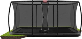 Berg Ultim Elite FlatGround Deluxe mit Sicherheitsnetz 500x300cm Trampolin grau
