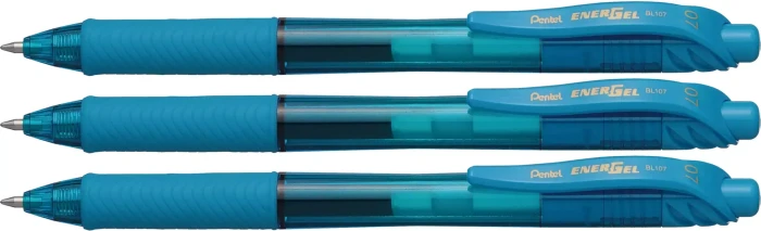 Pentel EnerGel X BL107 0.7mm/0.35mm Gelroller hellblau/transparent, 3er-Pack (BL107-SX-3)