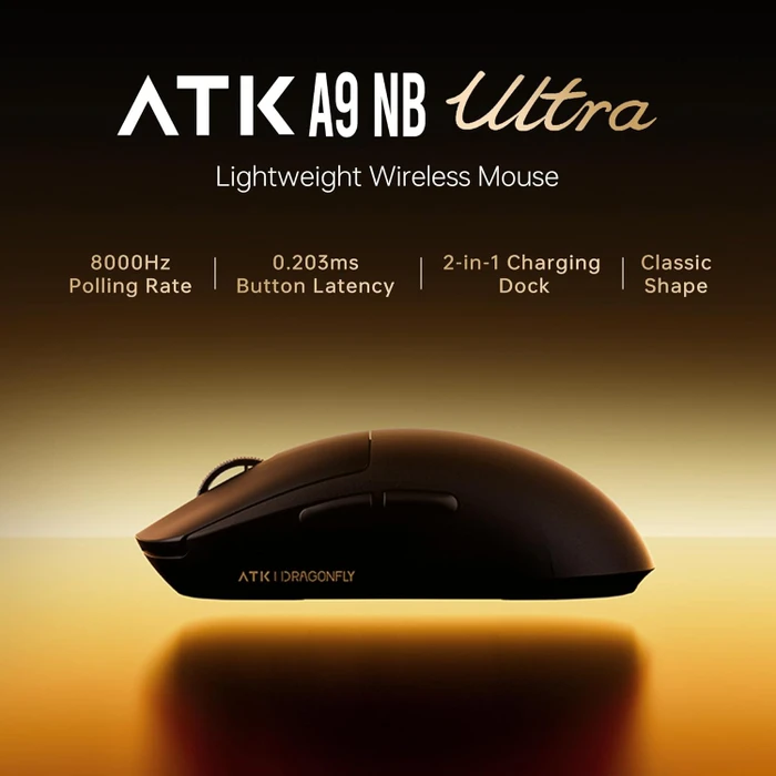 ATK Dragonfly A9 NB Ultra Wireless mit Ladestation, schwarz, USB