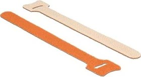 DeLOCK Klett-Kabelbinder, 12mm, 200mm, orange, 10 Stück