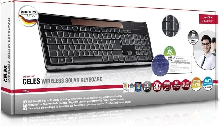 Speedlink Celes Wireless Solar Keyboard, USB, DE