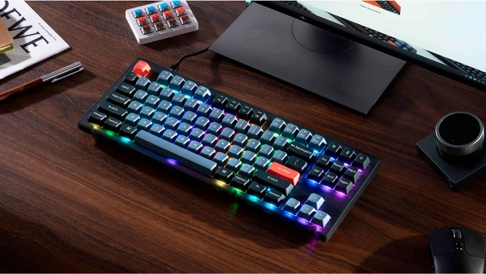 Keychron V3 TKL Knob, 80%, LEDs RGB, hot-swap, Frosted Black, Keychron K Pro BROWN, USB, DE