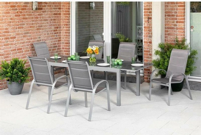 Merxx Amalfi di lusso Gartenmöbel-Set diamantbraun, 7-tlg.