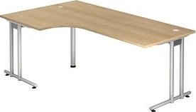 Hammerbacher Ergonomic N-Serie NS82/E Eckschreibtisch 200x120cm Eiche/silber