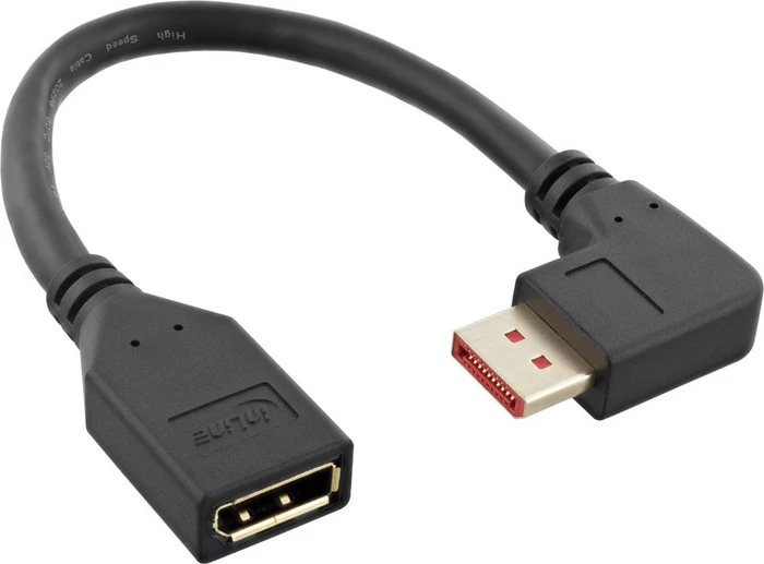 InLine DisplayPort 1.4 Verlängerungskabel 8K4K gewinkelt rechts schwarz, 0.15m
