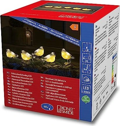 Konstsmide Acryl Motiv Vögel-Set LED 40x warmweiß, 5 Stück
