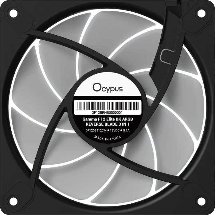 Ocypus Gamma F12 Elite BK ARGB Reverse Blade, schwarz, 120mm, 3er-Pack