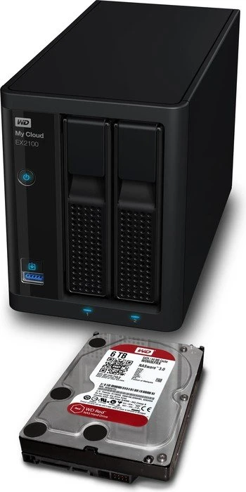 Western Digital My Cloud EX2100 4TB, 1GB RAM, 2x RJ-45 1000Base-T, 2x USB-A 3.0