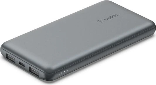 Belkin BoostCharge 3-Port Power Bank 10K + USB-A/USB-C Cable grau
