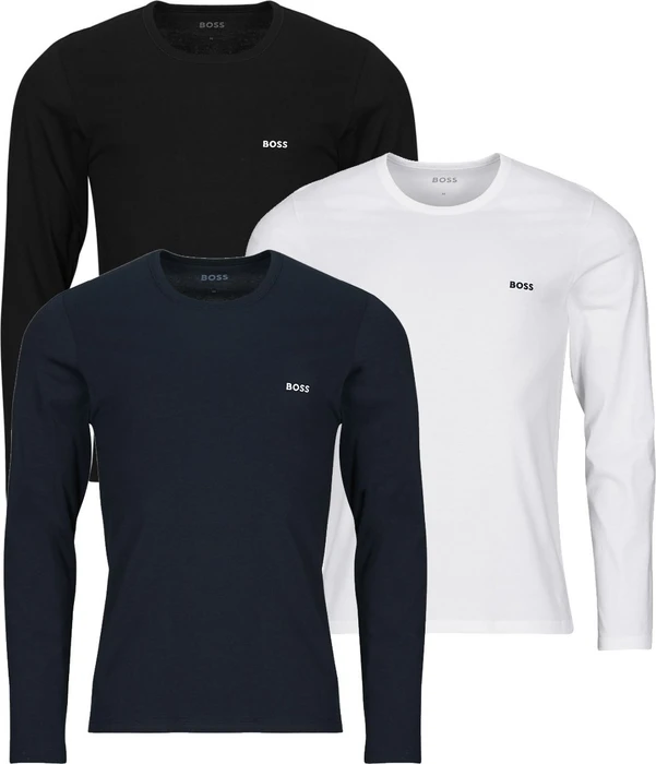 Hugo Boss Baumwolle Logo 3er-Pack Shirt langarm schwarz/weiß/blau (Herren)