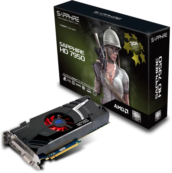 Sapphire Radeon HD 7950 Single Fan, 3GB GDDR5, DVI, HDMI, 2x mDP, full retail