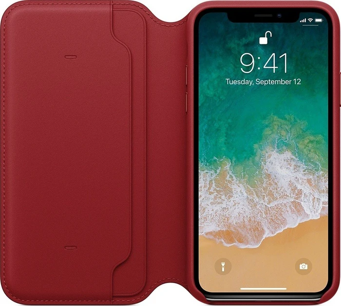 Apple Leder Folio Case für iPhone X rot