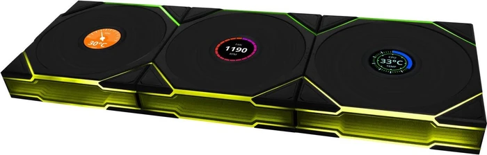 Lian Li Uni Fan TL LCD Wireless 120 RGB Reverse Blade, schwarz, LED-Steuerung, 120mm, 3er-Pack