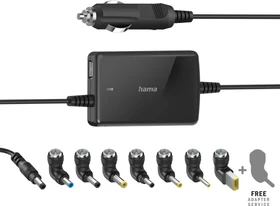 Hama Universal Kfz Notebook Netzteil, 1x USB-A, Hohlstecker mit Wechseladapter, 70W