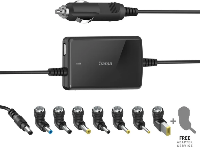 Hama Universal Kfz Notebook Netzteil, 1x USB-A, Hohlstecker mit Wechseladapter, 70W