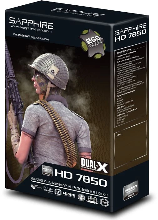 Sapphire Radeon HD 7850, 2GB GDDR5, 2x DVI, HDMI, DP, lite retail