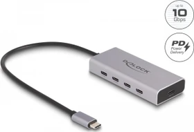DeLOCK 4-Port USB-C-Hub mit PD, 4x USB-C 3.1, USB-C 3.1 [Stecker] (64235)