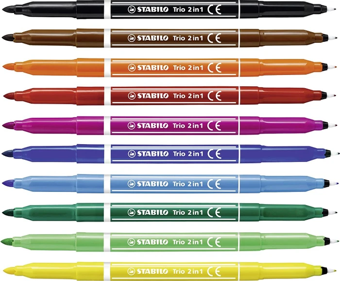 STABILO Trio 2 in 1 ohne Hautfarbe sortiert, 10er-Set, Kartonbox
