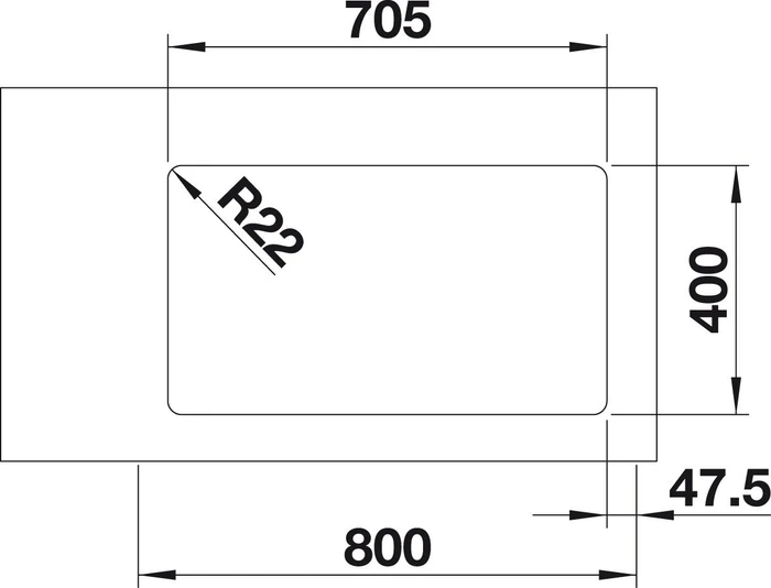 Blanco Andano 500/180-U InFino Unterbau Becken rechts edelstahl