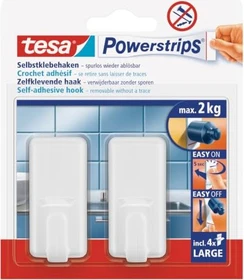 tesa Powerstrips Haken large Classic weiß, Klebehaken, 20mm/50mm, 2 Stück