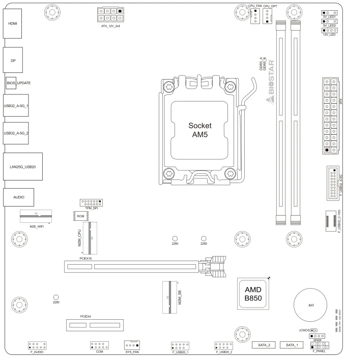 Biostar B850MT2-E DJ (AMD AM5)