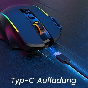 RisoPhy Wireless Gaming Mouse, schwarz, USB/Bluetooth