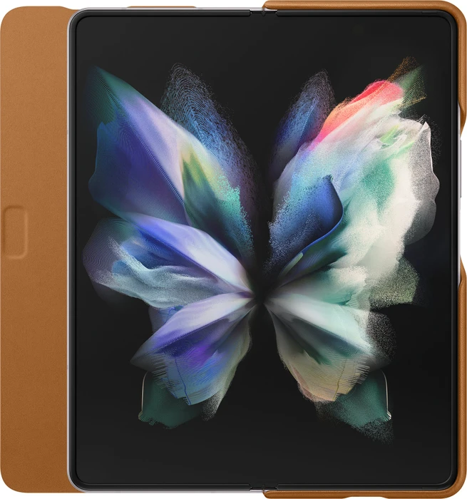 Samsung Leather Flip Cover für Galaxy Z Fold 3 5G Camel