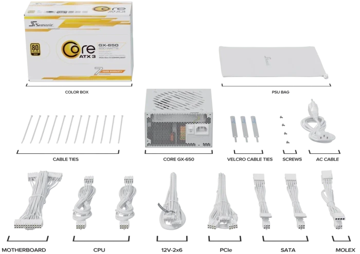 Seasonic Core GX White ATX 3 (2024) GX-650 650W, ATX 3.1