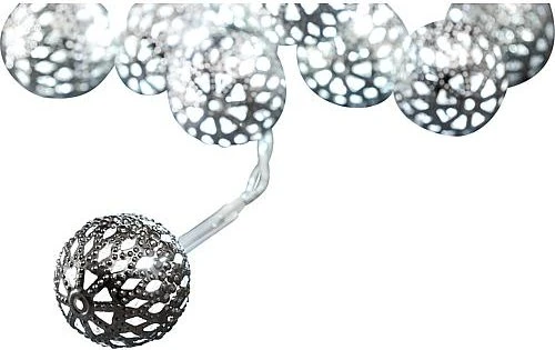 Konstsmide Dekolichterkette Bälle silber LED 10x warmweiß