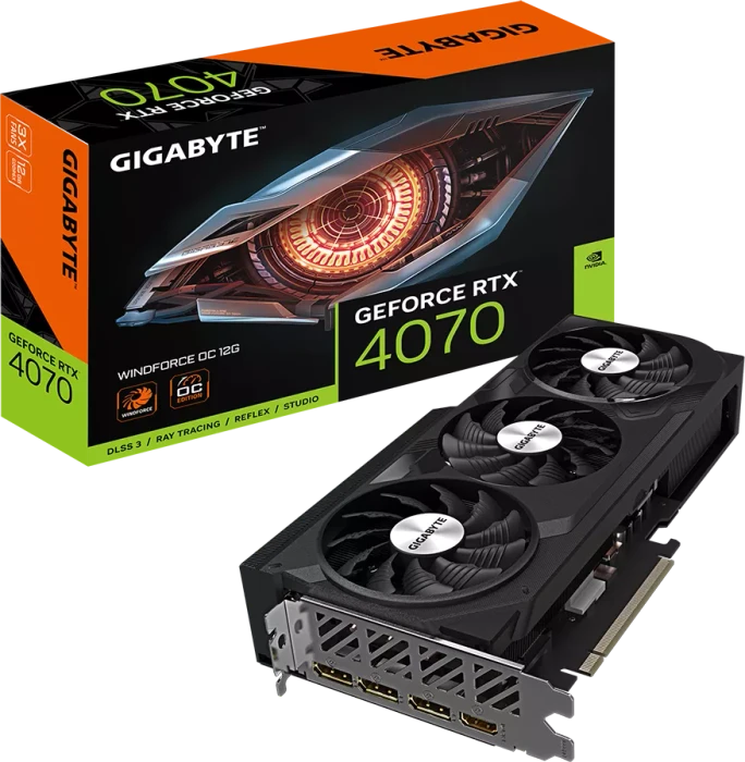 GIGABYTE GeForce RTX 4070 Windforce OC 12G, 12GB GDDR6X, HDMI, 3x DP