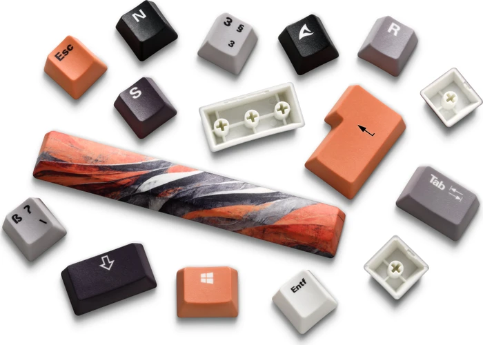 Sharkoon Skiller SGK50 S3 Design Bundle D6 - XXL Mousemat+Keycaps, Kunststoff (PBT) Double-Shot, grau/orange, 85 Tasten, ISO-DE