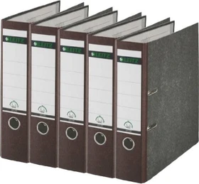 Leitz Qualitäts Ordner 2-Ring 180° Klimaneutral, 80mm, A4, schwarz/braun, 5er-Pack