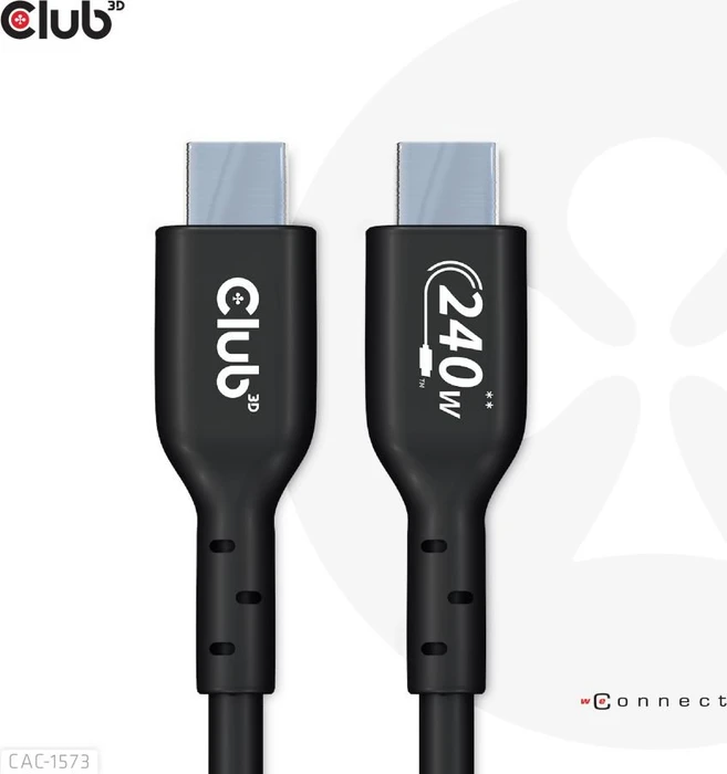Club 3D USB-C 2.0 Kabel, 480Mb/s, 240W PD EPR, USB-C 2.0 Stecker auf USB-C 2.0 Stecker, 2m
