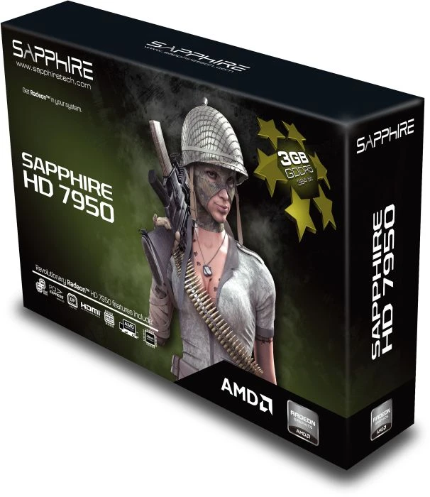 Sapphire Radeon HD 7950 Single Fan, 3GB GDDR5, DVI, HDMI, 2x mDP, full retail