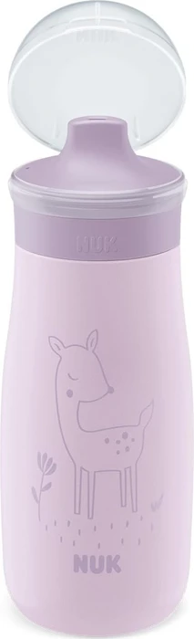 NUK Mini-Me Sip Edelstahl Trinkflasche mit Trinkaufsatz, 9+M, 300ml, violett