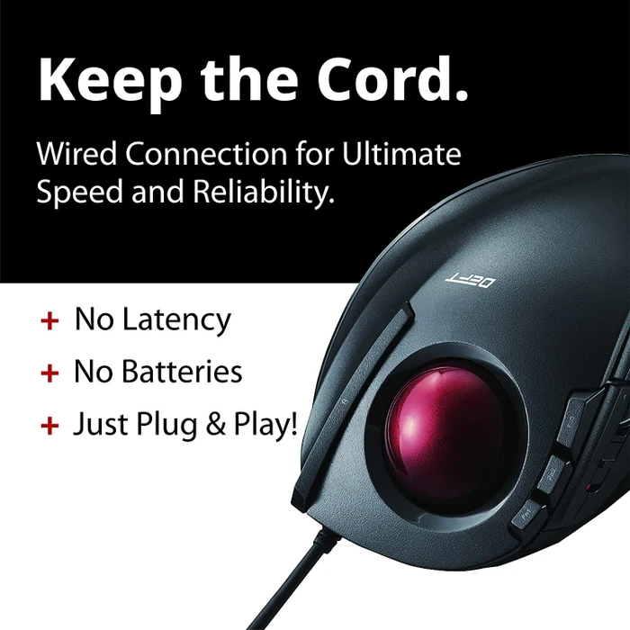 Elecom DEFT M-DT2URBK-G Trackball schwarz/rote Kugel, Rechtshänder, USB-A