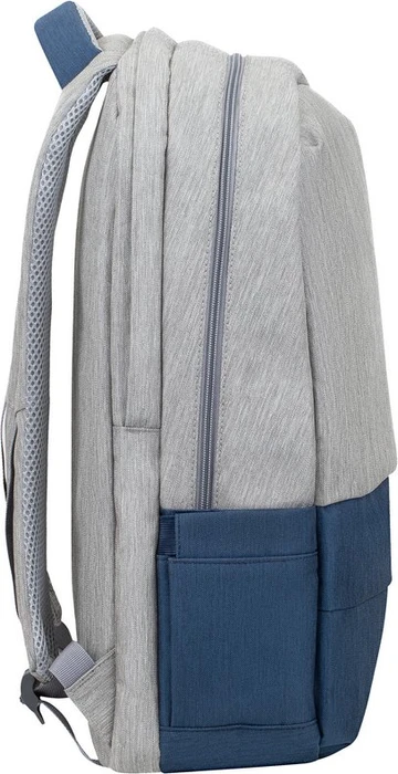RivaCase Prater anti-theft Laptop Rucksack 17.3", Grey/Dark Blue