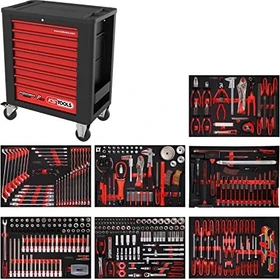 KS Tools PERFORMANCEplus P15 Werkzeugwagen schwarz/rot bestückt inkl. 397-tlg. Zubehör