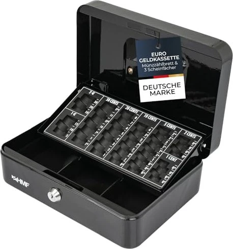HMF 10022 Geldkassette, schwarz, Schlüsselschloss
