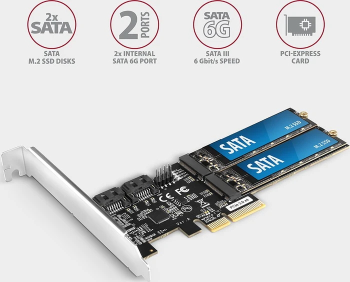 Axagon 2x SATA 6Gb/s, 2x M.2 SATA, PCIe 3.0 x2