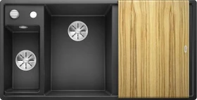 Blanco Axia III 6 S InFino Becken links mit Ablauffernbedienung anthrazit inkl. Holzschneidebrett