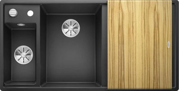 Blanco Axia III 6 S InFino Becken links mit Ablauffernbedienung anthrazit inkl. Holzschneidebrett