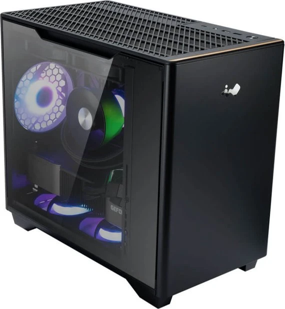 In Win A3, schwarz, Glasfenster