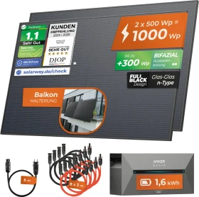 Solarway Deye SUN-M80G4 + JA Solar JAM66S30 + Anker E1600, 800W, 1kWp