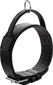 Hunter Larvik Trainingshalsband mit Griff, Hundehalsband, Leder, strapazierfähhig, 65 L, schwarz